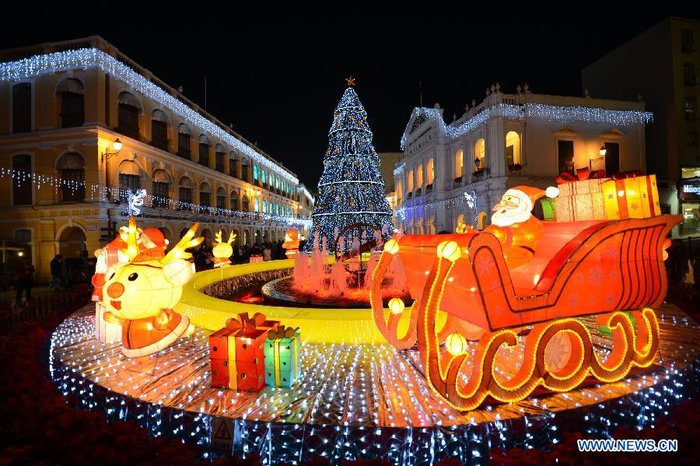 Christmas Decorations Lights in S China's Macao - All China Women's ...