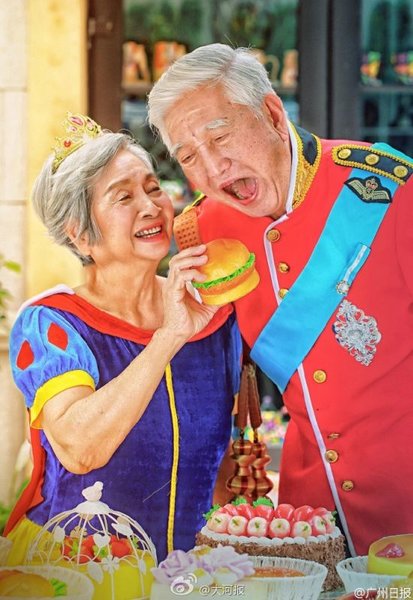 Elderly Couple Take Fairytale Photos