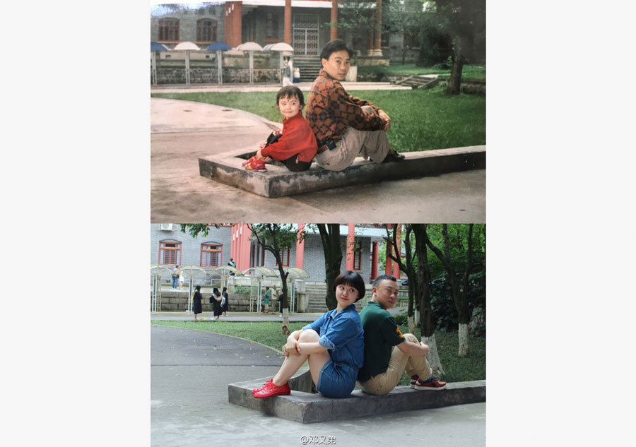 Now and Then: Graduate Poses at Same University Spots 19 Yrs Later