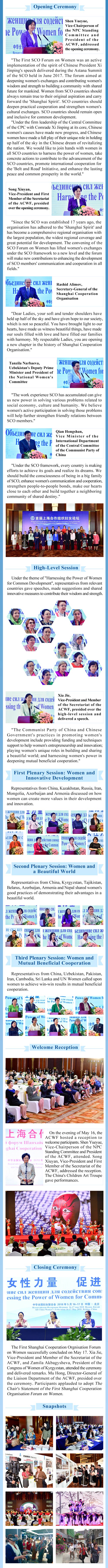 1st SCO Forum on Women Held in Beijing