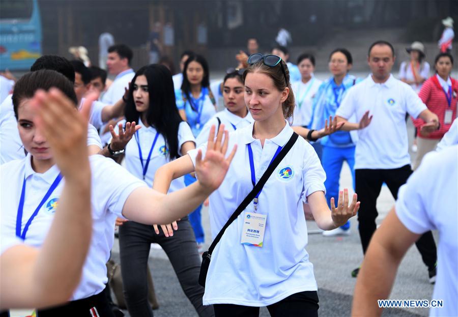 Attendees Learn Taichi at Taiqing Temple at SCO Youth Campus
