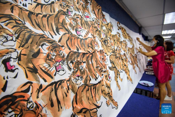 Tiger Paintings Created to Welcome Upcoming Chinese New Year in Malaysia