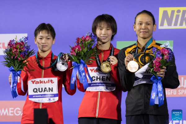 China's Chen, Quan Finish 1-2 in Women's 10m Platform at Budapest Worlds