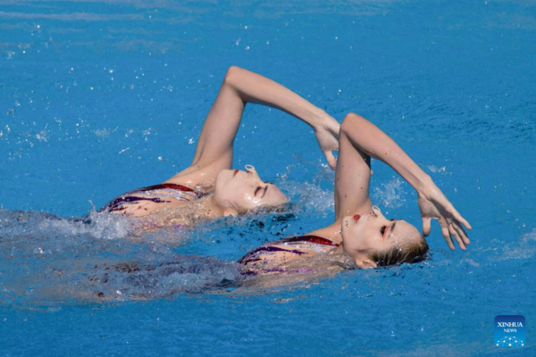 China's Twin Wang Sisters Win Gold in Budapest Worlds Artistic Swimming