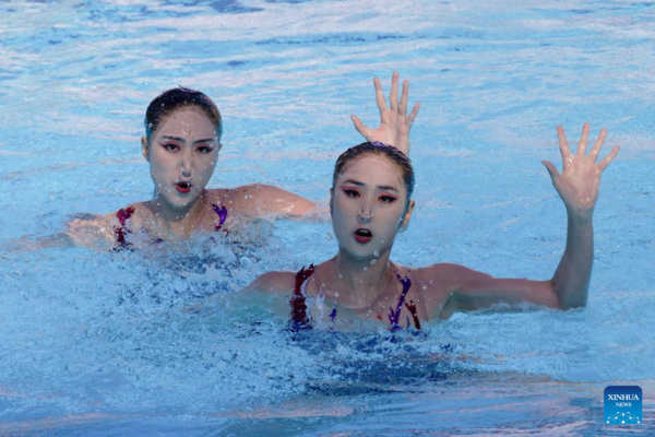 China's Twin Wang Sisters Win Gold in Budapest Worlds Artistic Swimming
