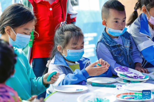 Children's Center Set up at Quake Relief Shelter in Luding County