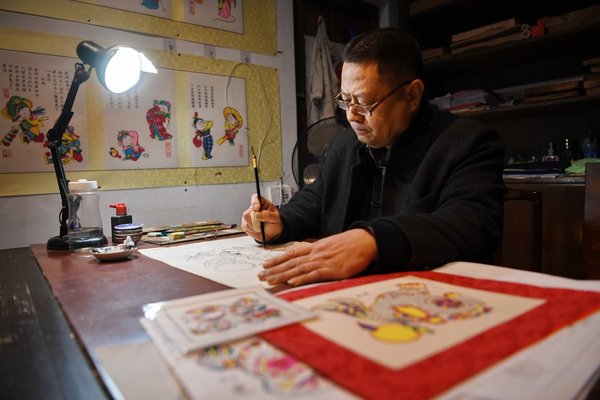 Wuqiang Woodblock New Year Painting Promoted in N China's Hebei