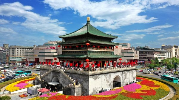 Landmarks in Time-Honored City of Xi'an: Ancient City Wall, Bell Tower and Drum Tower