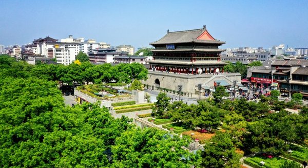 Landmarks in Time-Honored City of Xi'an: Ancient City Wall, Bell Tower and Drum Tower