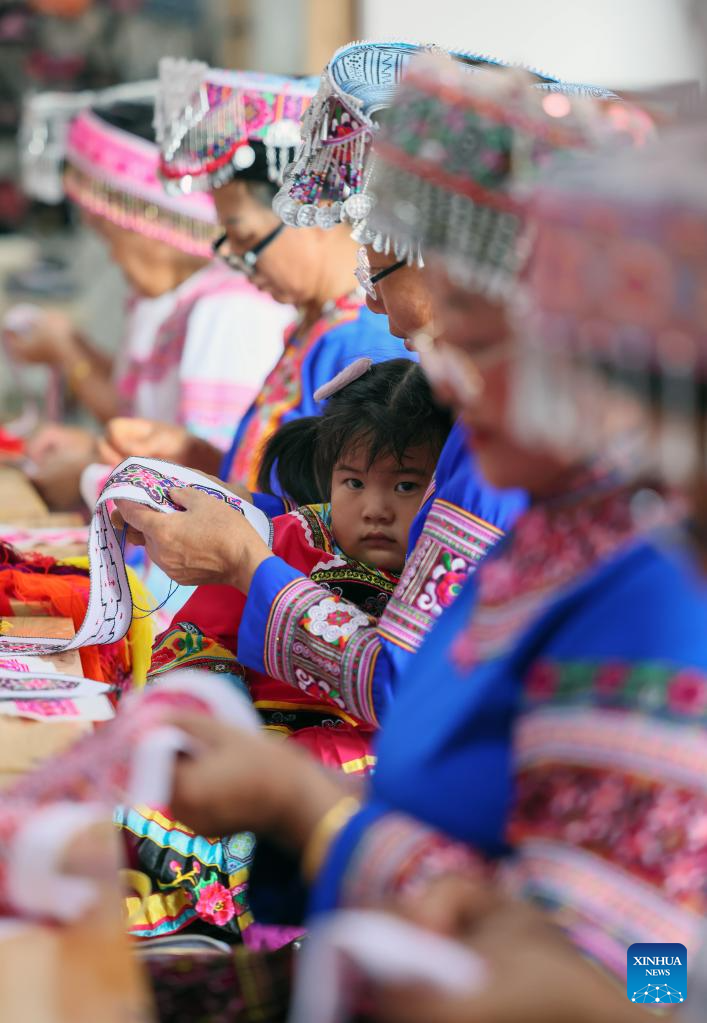 Embroidery Industry Provides Jobs for Local Women of Miao Ethnic Group in Yunnan County