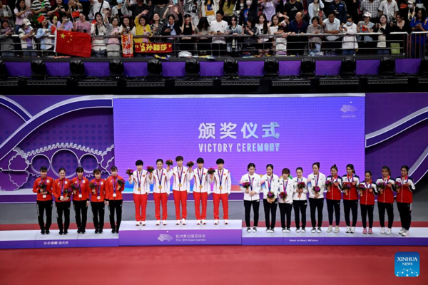 China Takes 5th Consecutive Women's Team Title in Asiad Table Tennis