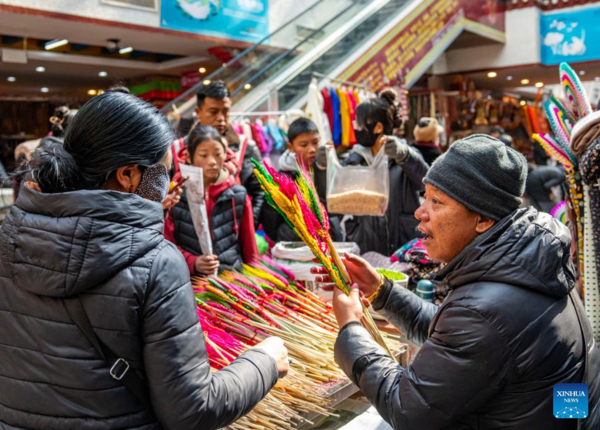 People Prepare for Upcoming Chinese New Year in Lhasa, SW China