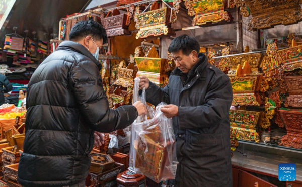 People Prepare for Upcoming Chinese New Year in Lhasa, SW China